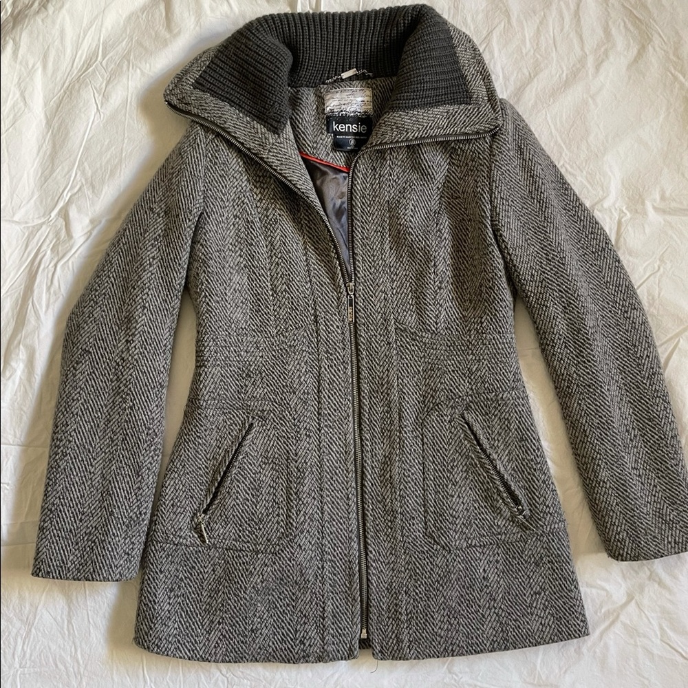 Kensie Gray Tweed Winter Coat
